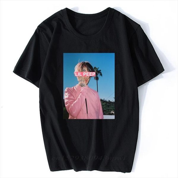 

hip hop man lil peep men t shirts quality comfortable cotton streetwear o neck tees vintage aesthetic clothes, White;black