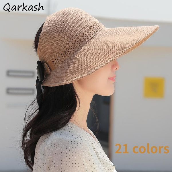 

wide brim hats sun women bow adjustable summer vintage basic solid all-match trendy female 21 colors outdoor protection casual, Blue;gray