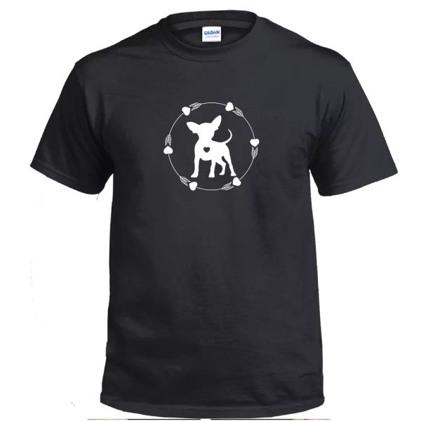 

chihuahua silhouette dog breed chihuahua heart fur babies cotton black t-shirt, White;black