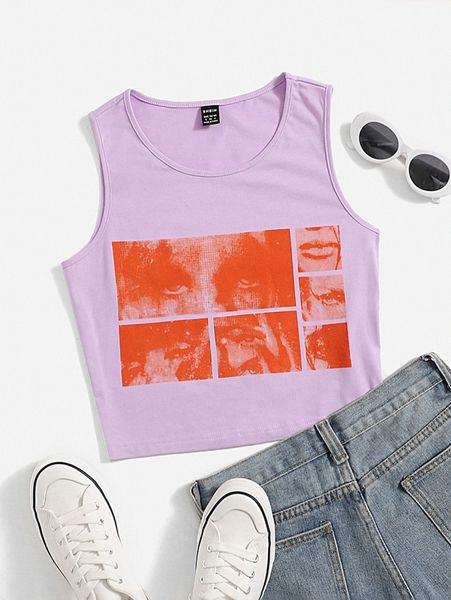 

figure graphic crop tank p0kg#, White