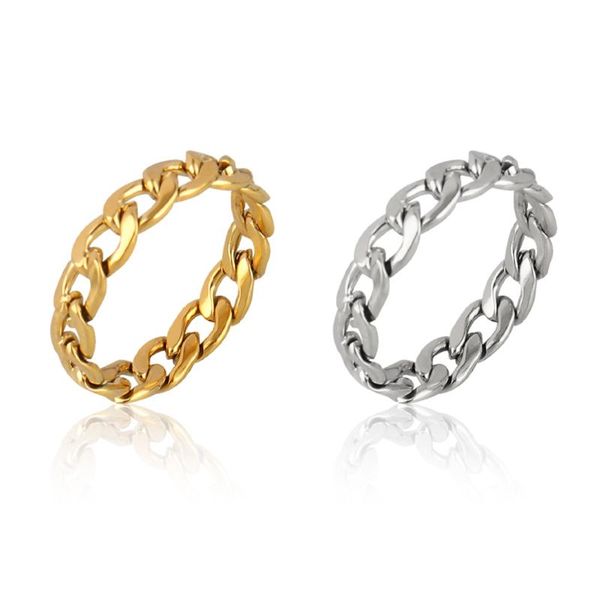 

cluster rings punk women's for women stainless steel chain ring jewelry gifts, Golden;silver