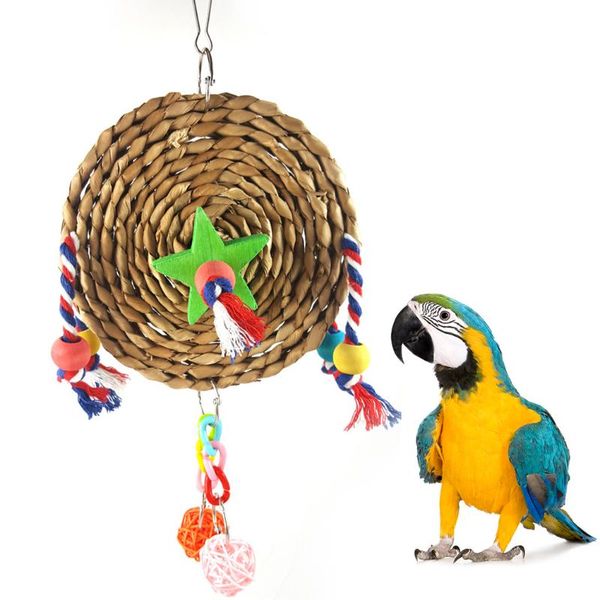 

other bird supplies parrot chewing toy creative round grass woven hanging chew rattan ball pet bites