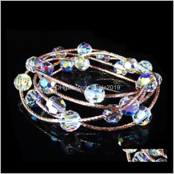 

beaded, strands bracelets jewelry drop delivery 2021 atmosphere crystal women korean fashion multi circle rose gold bracelet for valentines, Black