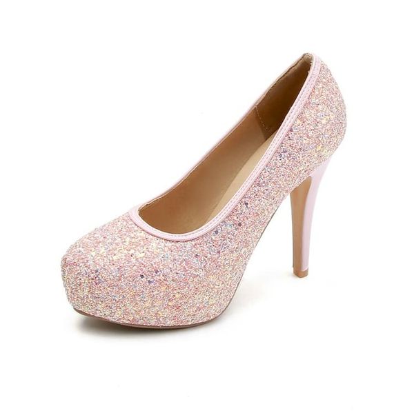 

dress shoes big size fashion sequin high heels ladies women woman pumps, Black