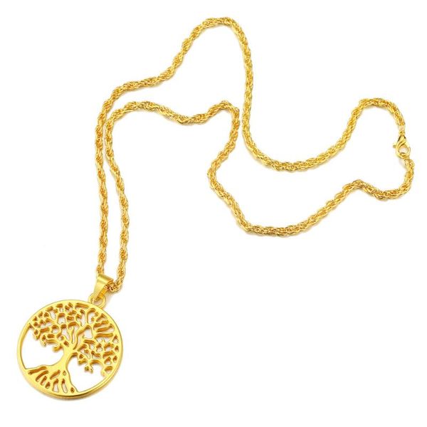 

pendant necklaces tree of life crystal round small necklace birthday gift for girl gold bijoux collier elegant women jewelry gifts, Silver