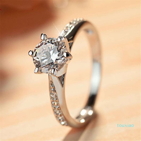 

HBP fashion luxury new hand decoration women's Micro set 8-heart 8-arrow super flash 6-claw commemorative 3A zircon ring, Silver