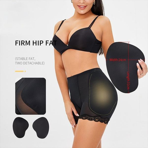 

women's shapers bulifter plus size low-waisted hip trousers with foam padding shapewear women wholesale waist trainer, Black;white