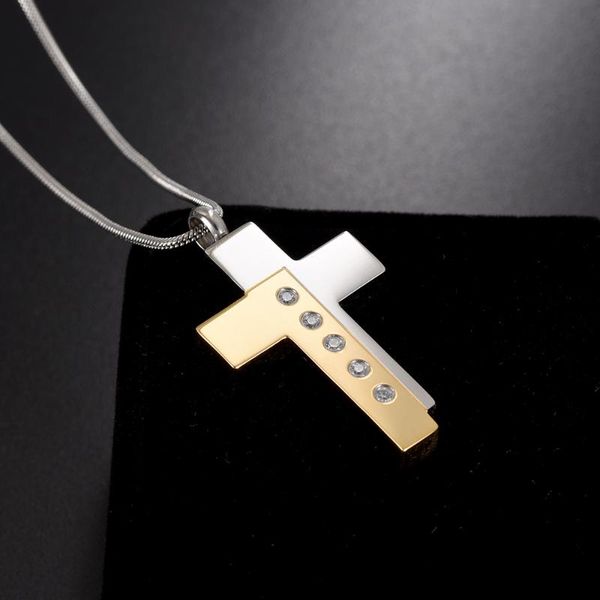 

pendant necklaces 2 colors cross cremation necklace for ashes stainless steel memorial holder keepsake jewelry urn, Silver