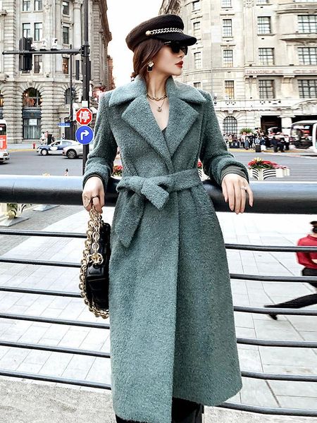 

women's wool & blends woolen coat small woman 2021 women's winter thickened temperament thin medium and long, Black