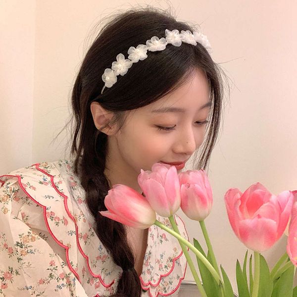 

fairy pearl flower hoop female ornament headband net red, Black;brown