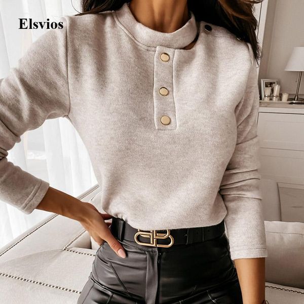 

women's blouses & shirts elegant metal button women shirt blouse fashion spring autumn long sleeve hollow out lady slim blusas pul, White