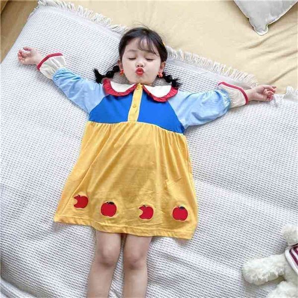 

spring arrival girls fashion long sleeve dress kids cartoon 210528, Red;yellow