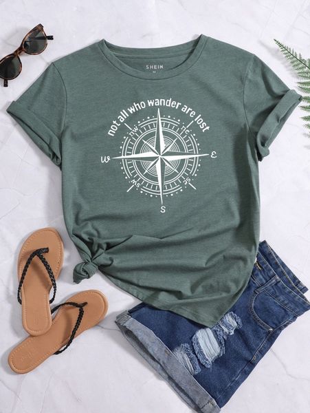 

compass and slogan graphic tee c4jd#, White