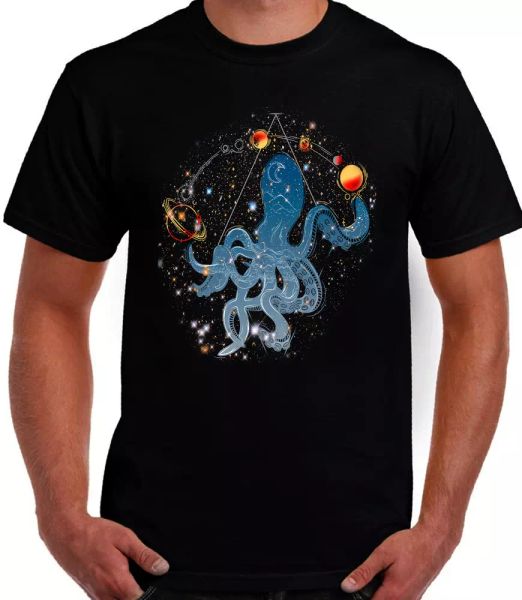 

Classic Geometric Octopus ART FAN GRAPHIC DESIGN HIGH QUALITY T Shirt, White;black