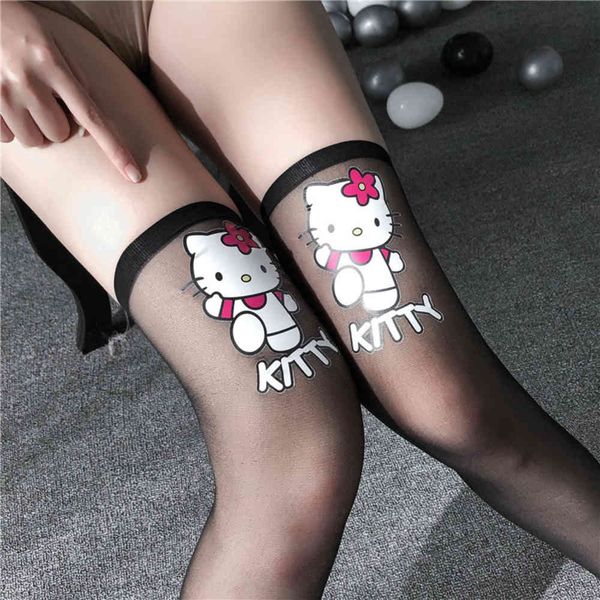 

stockings printed kitten silk animation two-dimensional lovely cat fun, Black;white