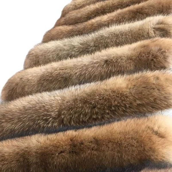 Personalize Yorksel F100% Natural Revestimento Natural Collar Real Raccoon Pele Mulheres Lenço de Inverno Revestimento Chapéu de Neck Chapéu Longo Pele Real Quente H0923