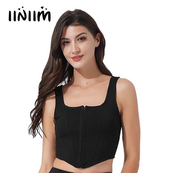 

women's tanks & camis womens pure color bustiers corsets wide shoulder straps square neck single-row claps slim fit tank for party, White