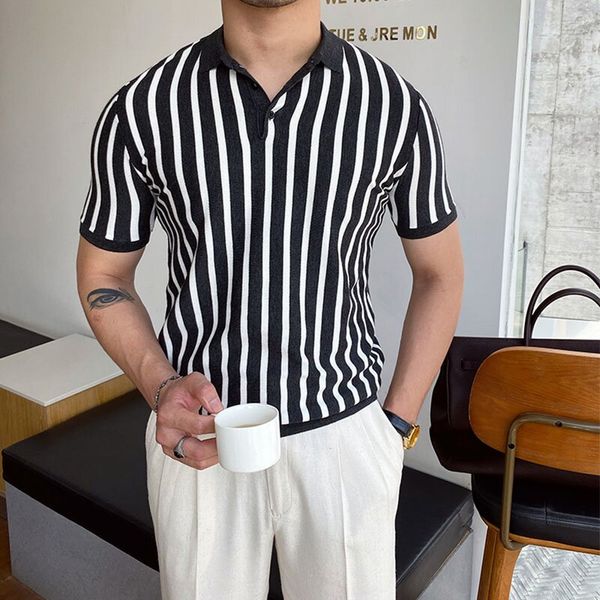 

zebra striped men s street polo shirt comfortable classic fashion daily travel work party workout, White;black