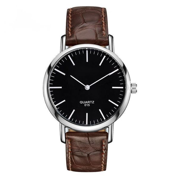 

wristwatches fashion simple two needle men's and women's belt waterproof watch student, Slivery;brown