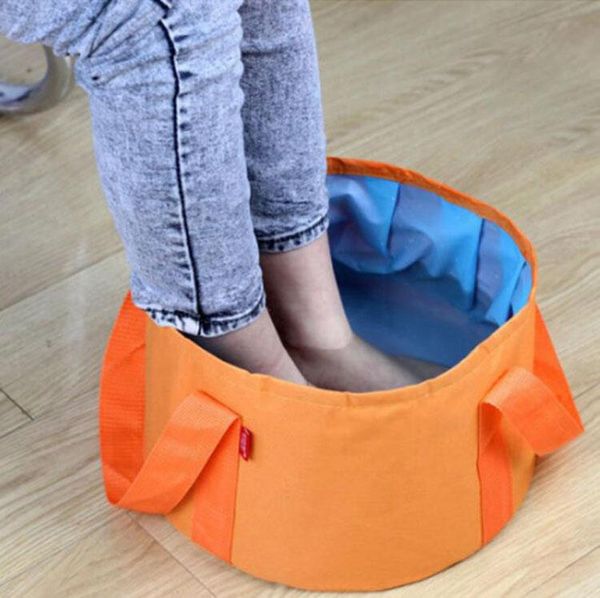 

buckets 2pcs portable outdoor travel folding camping washbasin foot bath tub sink washing bag water bucket 15l pedicure