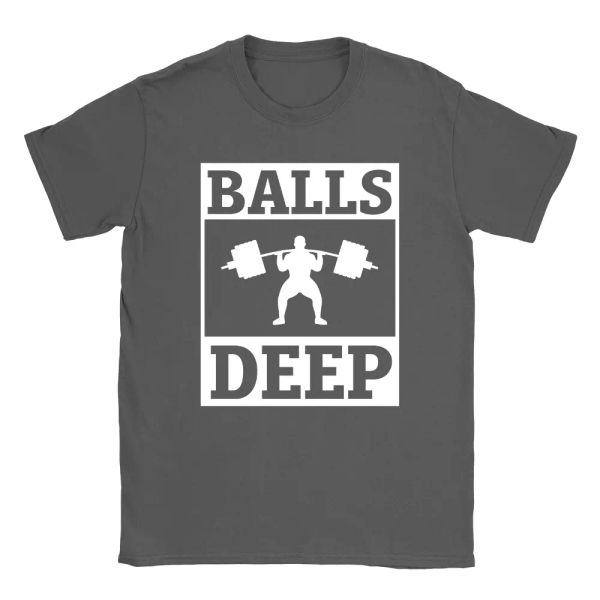 

balls deep mens t-shirt funny joke gym workout bodybuilding top, White;black