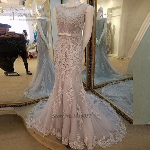 

party dresses vestido longo de festa abendkleider 2021 silver gray lace evening long mermaid prom pageant women dress bead sweep train, White;black