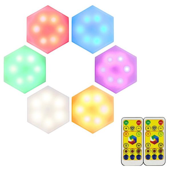 

6pcs remote control honeycomb modular assembly helios touch wall lamp rgb quantum led magnetic light bedroom