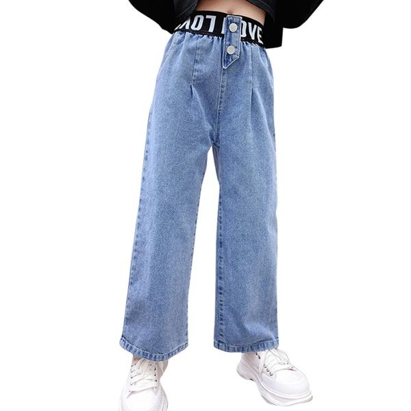 

jeans girl letter kids girls spring autumn casual style clothes for 6 8 10 12 14, Blue