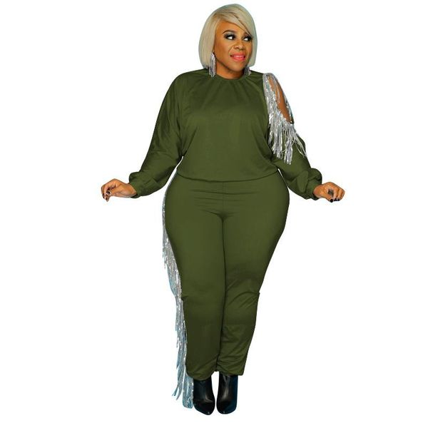 

plus size tracksuits fashion loose two piece set long sleeve hollow womens clothing blue yellow gray black green