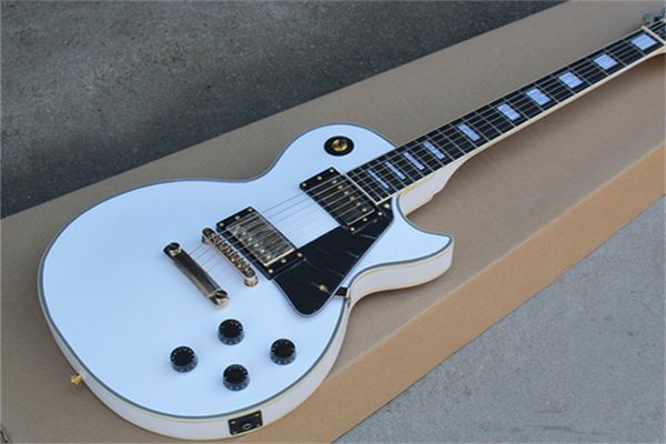 

rosewood fingerboard custom shop white electric guitar mahogany body neck with golden hardware black pickguard 6 strings