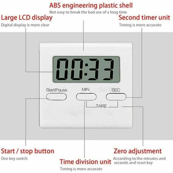 

kitchen timers large timer lcd digital cooking count-down up clock loud alarm