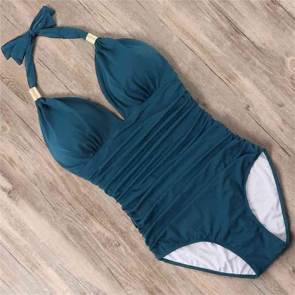 RUUHEE Push-up Bademode Badeanzug Frauen Schwarz Badeanzug Neckholder Top Schwimmen Sommer Strand Tragen Monokini 210702