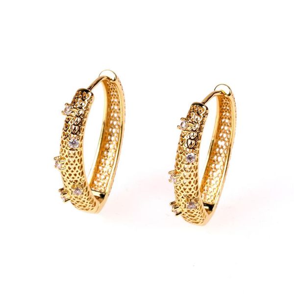 

hoop & huggie eyika luxury full hollow heart pattern cubic zirconia micro inlay circle earrings for women fashion wedding party jewelry, Golden;silver