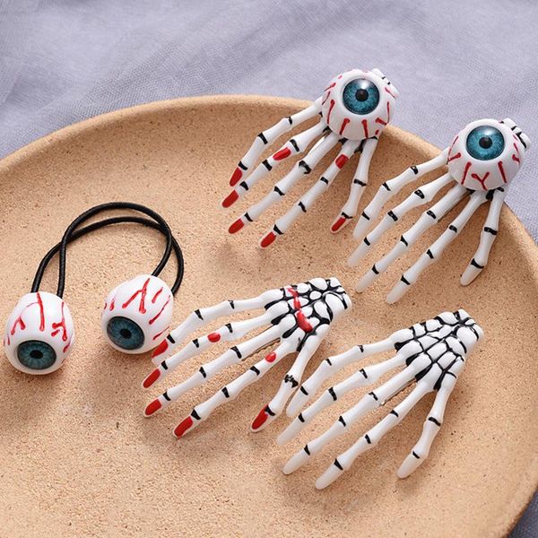 

hair accessories 1/5pcs halloween party cosplay props bloody hand eyeball pins for women's girls, Slivery;white