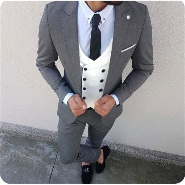 

men's suits & blazers custom slim fit suit men blazer wedding with pants double breasted vest terno tuxedo jacket costume homme 3, White;black