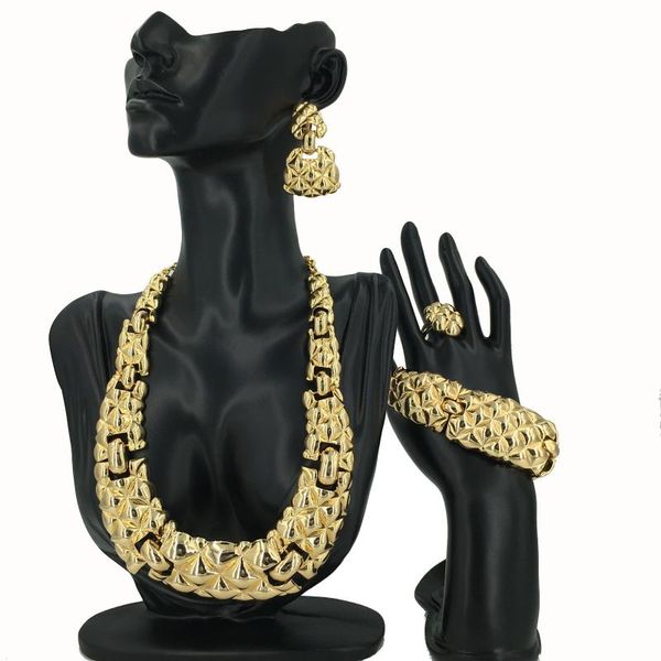 

earrings & necklace mejewelry dubai bridal wedding wife gifts bracelet ring jewelry african 24k gold color sets for women, Silver