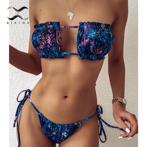 

women's swimwear snake bikinis 2021 mujer bandeau swimsuit women push up bikini set swimming suit for bathers bathing, White;black