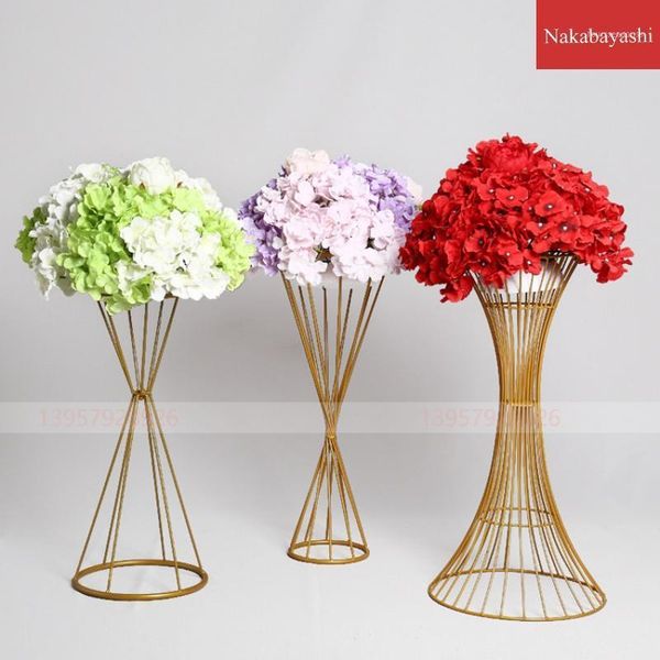 

party decoration 70/60cm/50cm flower vases gold/ white stands metal road lead wedding centerpiece flowers rack for event1