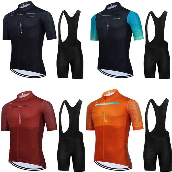 

raudax cycling jersey 2021 summer short sleeves clohting breathable mtb road bike sets triathlon maillot ropa ciclismo racing, Black;blue