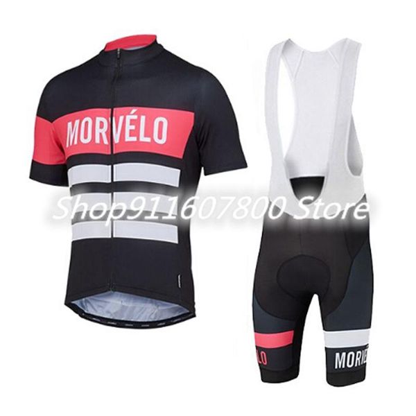 

morvelo team men cycling jersey bib shorts sets bicycle outfits ropa ciclismo road racing comfortable quick dry, Black;blue