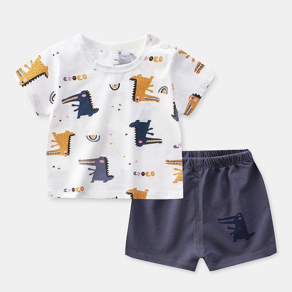 

clothing sets zwf862 boys girls cartoon clothes outfit suit cute children summer cotton 3-14 years kids t-shrit+shorts, White
