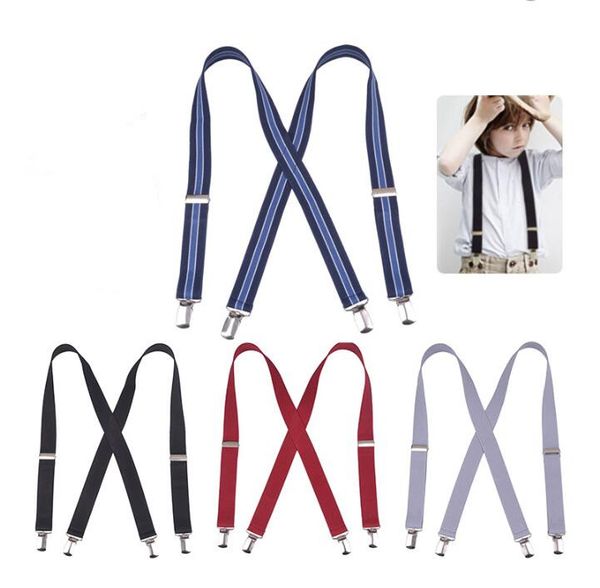 

kids suspenders adjustable braces boys girls brace elastic y-suspenders fashion belt children baby retro strap clip y-back wmq937, Black