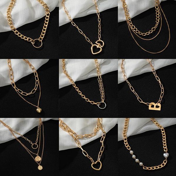 

pendant necklaces punk coin geometry necklace for women silver color portrait chain 2021 vintage trend jewelry gift