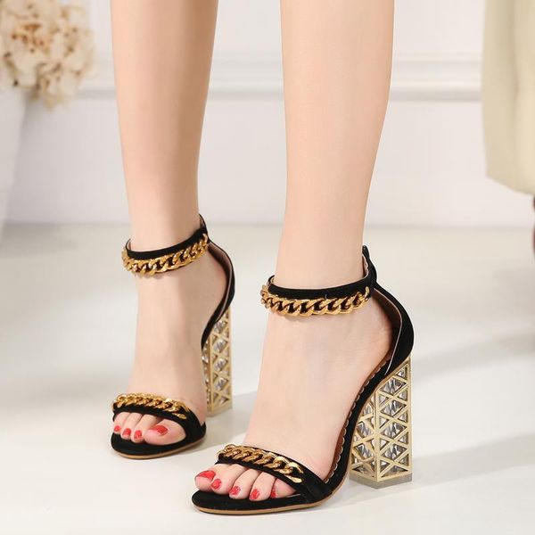 

high heels summer sandals women shoes 2021 luxury chain design ladies wedding shoe woman pumps crystal black red