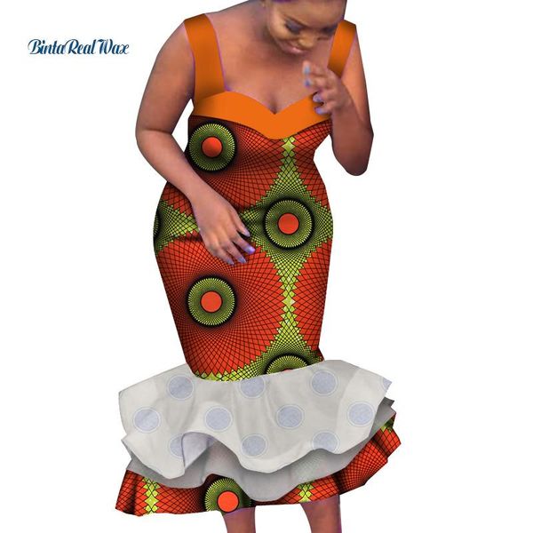 

ethnic clothing v neck african dresses for women bazin riche sling dress party vestidos customization wy7084, Red