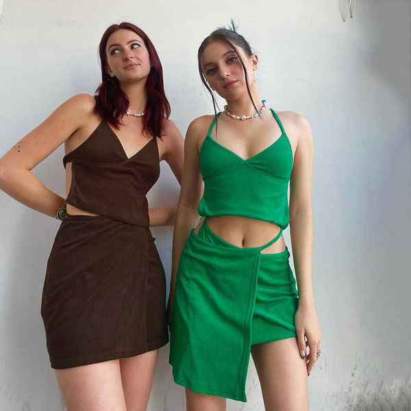 

two piece set women outfit summer clothing office tracksuit female dress sets crop skirt sportswear k21s01191 210712, White