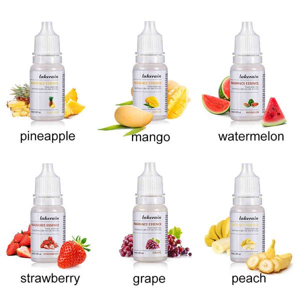 6 x 10ml fragrância de frutas pura difusor de óleo essencial s de morango mango aromatizante para vela DIY sabão labelo brilho fazendo