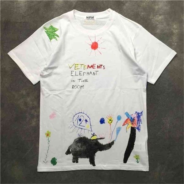 

novelty men vetements elephant t shirts t-shirt hip hop skateboard street cotton t-shirts tee kenye s-xxl #k17 210706, White;black