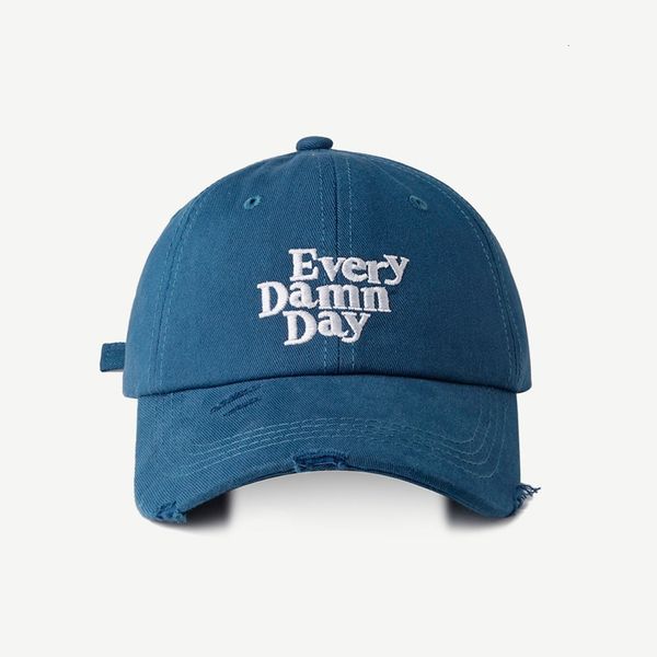 

spring and summer designer version english embroidery soft hole baseball men's sports sunshade make old water wash cap women, Blue;gray
