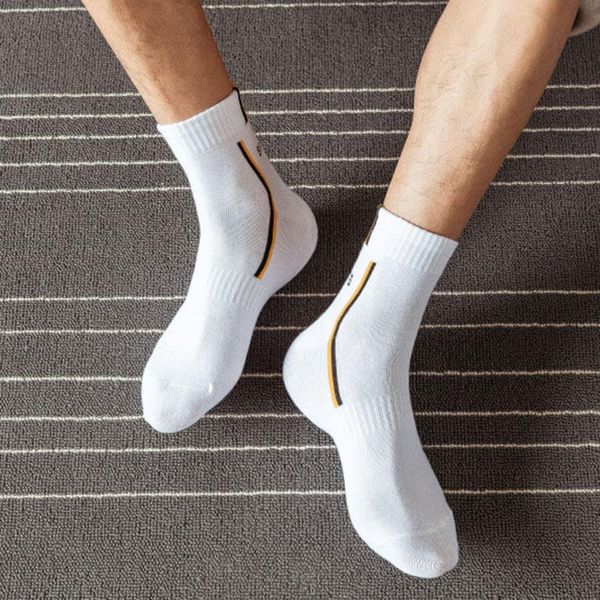 

men's socks 5 pairs sports casual breathable crew harajuku classic black white elastic set for man pack lot tube